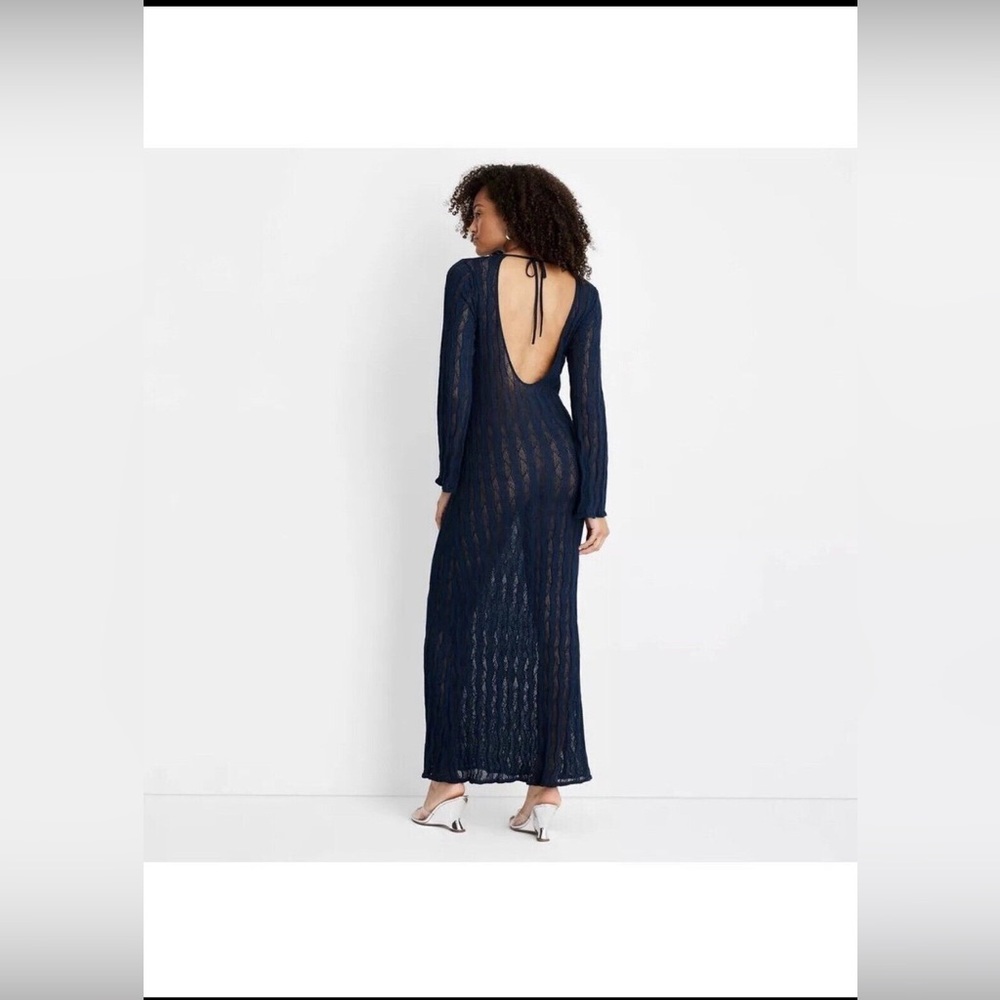 Women’s Summer Beach Cover Up Crochet Dress Navy Size S, NWOT - Picture 9 of 10